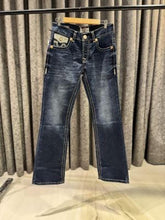 TRUE RELIGION BOOTCUT BLUE LEATHER PATCH