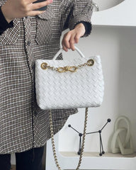 Bottega Veneta Andiamo Small Intrecciato-Leather Bag Off White 159