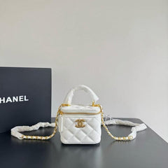 Chanel Mini Lambskin Vanity Bag White With OG Box & Dust Bag 75763-1 White