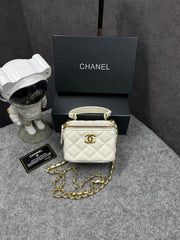 Chanel Mini Lambskin Vanity Bag White With OG Box & Dust Bag 75763-1 White