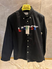 LACOSTE BLACK FRONT PRINTED PREMIUM SHIRT
