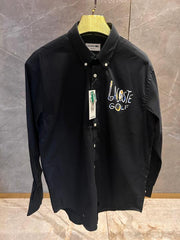LACOSTE GOLF BLACK SIDE PRINTED PREMIUM SHIRT