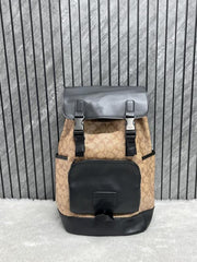 Coach Unisex 058 Rivington Backpack Apricot Black Sprint Leather With Dust Bag 058 Apricot Black