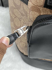 Coach Unisex 058 Rivington Backpack Apricot Black Sprint Leather With Dust Bag 058 Apricot Black