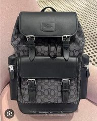 Coach Unisex Rivington Backpack Black Sprint Leather With Dust Bag 059 Black Black