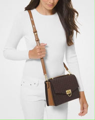 Michael Kors Hendrix Logo Cross Body Bag With OG Magnetic Box & Dust Bag (3810 Coffee Brown)