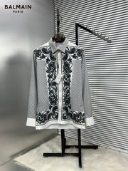 BALMAIN WHITE BANDANA FULL FRONT BACK PRINTED SHIRT WITH BOX