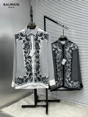 BALMAIN WHITE BANDANA FULL FRONT BACK PRINTED SHIRT WITH BOX