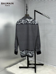 BALMAIN BLACK BANDANA FULL FRONT BACK PRINTED SHIRT WITH BOX