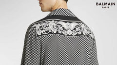BALMAIN BLACK BANDANA FULL FRONT BACK PRINTED SHIRT WITH BOX
