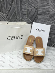 Celine Triomphe Woody Flats White For Woman With Original Box And Carry Bag