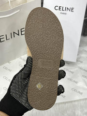 Celine Triomphe Woody Flats White For Woman With Original Box And Carry Bag