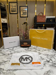 MICHAEL KORS HEATHER MK LOGO WITH OG BOX AND DUST BAG WITH CARRY BAG PREMIUM QUALITY (BROWN) 60027