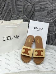 Celine Triomphe Woody Flats Brown For Woman With Original Box And Carry Bag