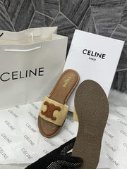 Celine Triomphe Woody Flats Brown For Woman With Original Box And Carry Bag