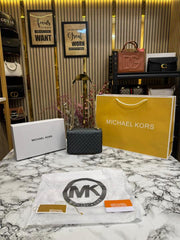 MICHAEL KORS HEATHER MK LOGO WITH OG BOX AND DUST BAG WITH CARRY BAG PREMIUM QUALITY (BLACK) 60027