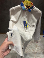 RALPH LAUREN POLO GREY PREMIUM COLLAR WORK SHIRT