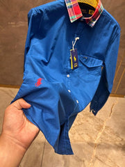 RALPH LAUREN POLO ROYAL BLUE PREMIUM COLLAR WORK SHIRT