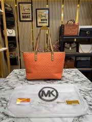 Michael Kors Carter Tote Bag With Dust Bag Including Card (Orange)
