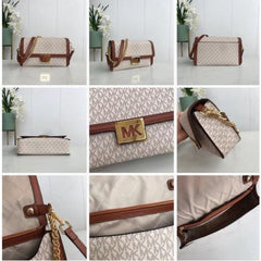 Michael Kors Sonia Shoulder Bag Beige Brown With OG Magnectic Box & Dust Bag 22309