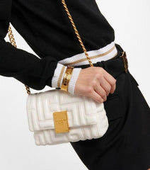 Balmain Small 1954 Soft Quilted Flap Bag With OriginalBox White