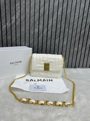Balmain Small 1954 Soft Quilted Flap Bag With OriginalBox White