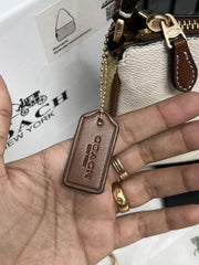 Coach Nolita 19 White Ap Brown With OriginalBox PearlCharm DustCover Chain Packaging