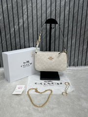 Coach Nolita 19 White Mono With OriginalBox PearlCharm DustCover Chain Packaging