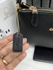 Coach Nolita 19 All Black With OriginalBox PearlCharm DustCover Chain Packaging