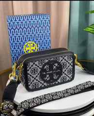 Tory Burch Miller Crossbody Camera Bag BlackGrey With OG Box & Dust Bag 3300-1 Beige