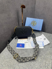 Tory Burch Miller Crossbody Camera Bag Black With OG Box & Dust Bag 3300 Black