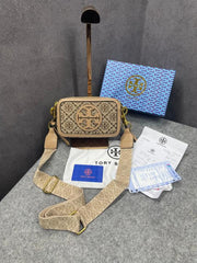 Tory Burch Miller Crossbody Camera Bag Apricot With OG Box & Dust Bag 3300-1 Apricot