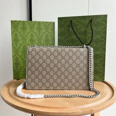 Gucci GG Supreme Medium Dionysus Bag In Apricot Khakhi With OG Box & Dust Bag 50247 Apricot Khakhi