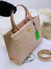 Prada Leather Symbole Tote Bag With Dust Bag (Pink - 404)