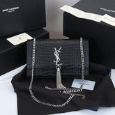 Ysl Kate Tassel Black Silver Shoulder Bag With Original Box