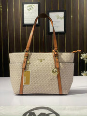 Micheal Kors MK Sullivan Zipper Tote Bag Beige Brown With Dustbag 3910 Beige Brown