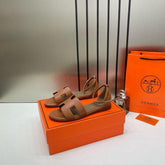 Hermes Santorini H Embossed Sandals For Women With Original Box And Carry Bag