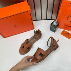 Hermes Santorini H Embossed Sandals For Women With Original Box And Carry Bag