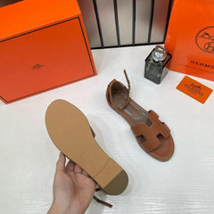 Hermes Santorini H Embossed Sandals For Women With Original Box And Carry Bag