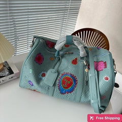 Louis Vuitton LV M21713 LV X YK Keepall Bandoulire Premium Unisex Duffle Bag With Dust Bag & Accessories (Blue - 685)