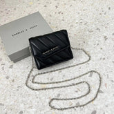 Charles & Keith Mini Asymmetric Flap Sling Bag With OG Box & Dust Bag (Black - 786)