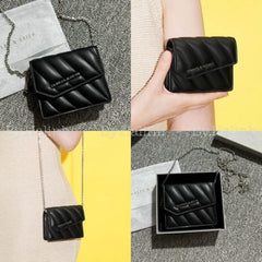 Charles & Keith Mini Asymmetric Flap Sling Bag With OG Box & Dust Bag (Black - 786)