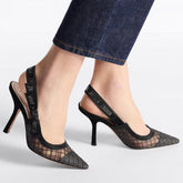 Dior Slingback Net Heels Pump For Women With Original Box And Carry Bag