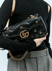 Gucci GG Marmont Limited Edition Premium Shoulder Bag With OG Box & Premium Dust Bag & Carry Bag (Black-955)