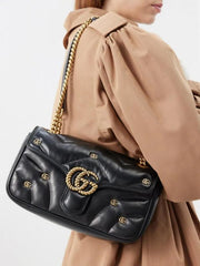 Gucci GG Marmont Limited Edition Premium Shoulder Bag With OG Box & Premium Dust Bag & Carry Bag (Black-955)