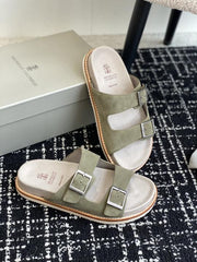 Brunello Cucinelli Suede Sandals Green Cream
