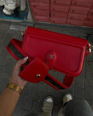 Louis Vuitton LV Canta Officer Pochette Bag With OG Box & Dust Bag & Shoulder Strap (Red -1020)