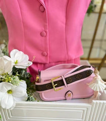 Louis Vuitton LV Canta Officer Pochette Bag With OG Box & Dust Bag & Shoulder Strap (Pink - 1023)