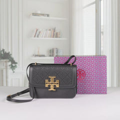 Tory Burch Eleanor Premium Quality Shoulder Bag With OG Magnetic Box & Dust Bag (Denim Black 1133)