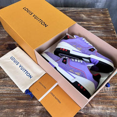 Louis vuitton lv trainer purple Calf Leather Double Box Sneaker